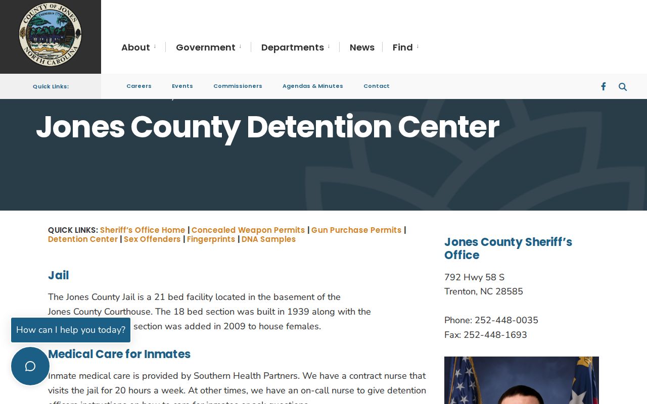Jones County Detention Center release contacts and facility history