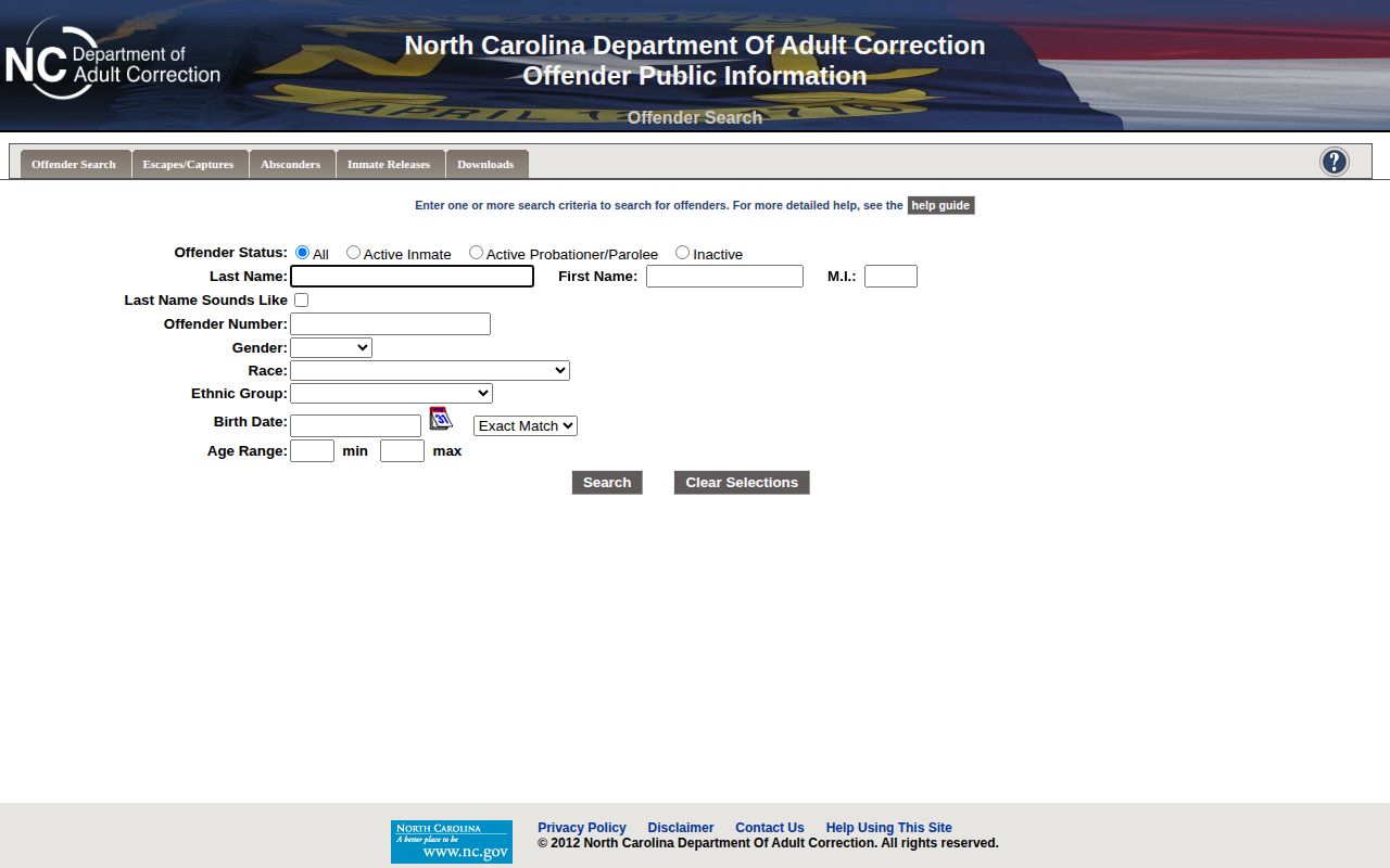 North Carolina DAC offender search for Jones County released inmates